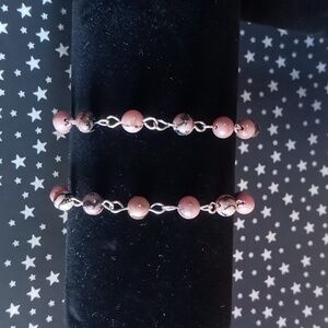 Set of 2 Rhodonite w/ Matric Bracelets